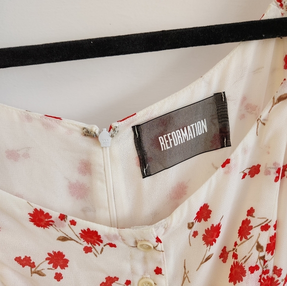 New Reformation Parrot Mini Dress in Floral Telegraph Print - Picture 6 of 14